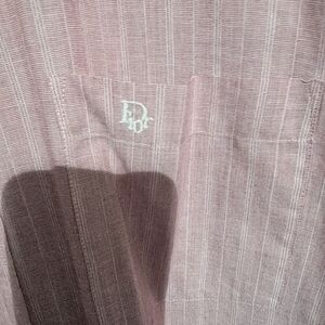 Dior Men's Casual Shirt with Pink Stripes